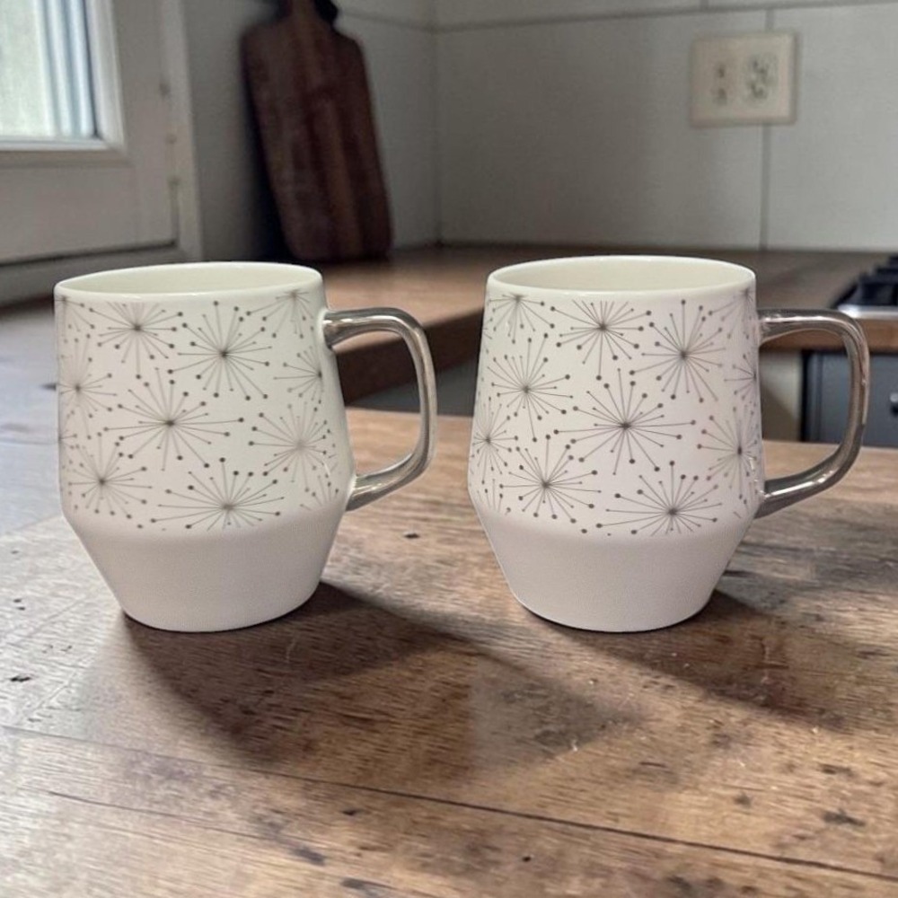 Edible Arrangements Snowflake Star Coffee Cups, Set of 2, Modern Atomic Design
